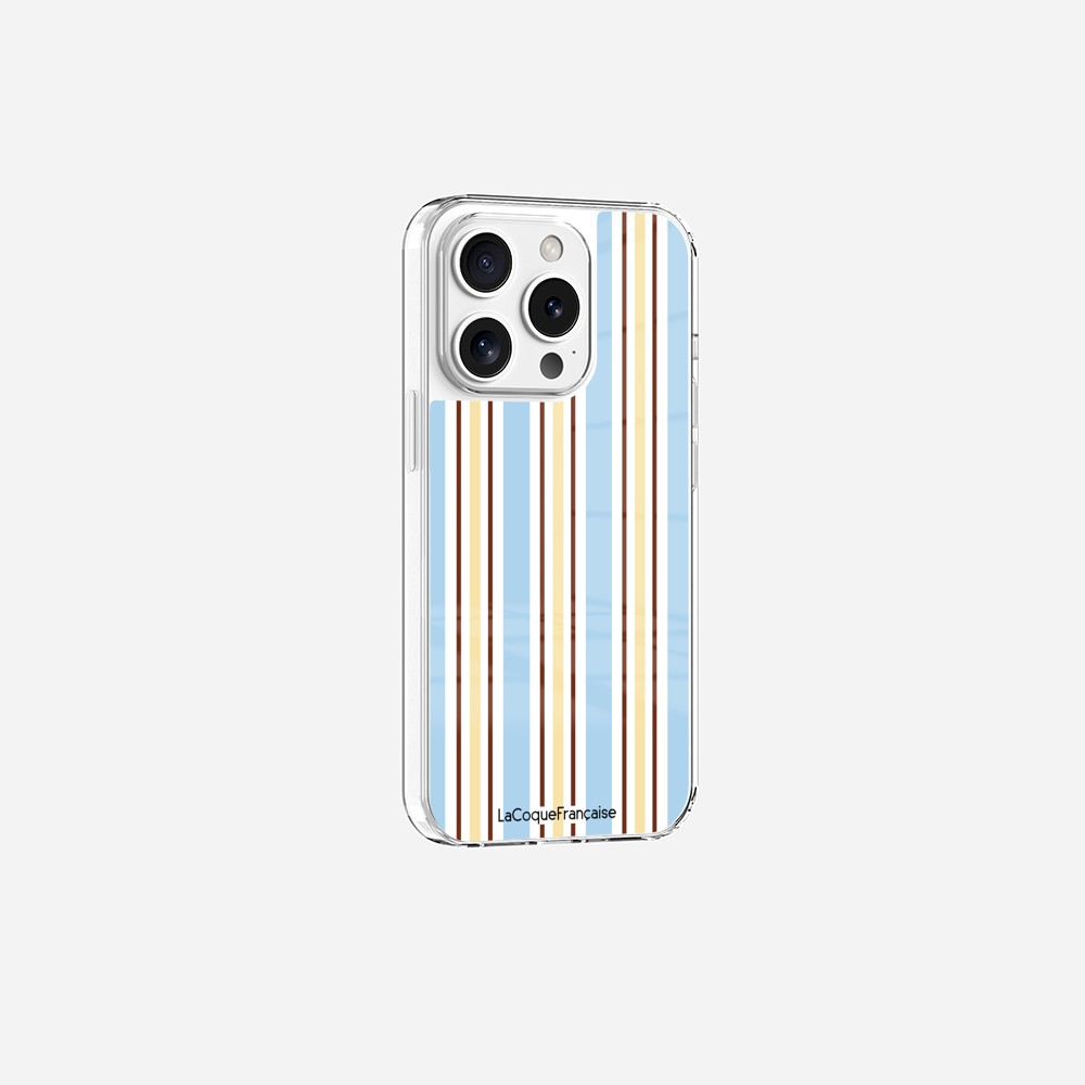 Coque Sans Anneaux Imprimee Rayure Bleue - 18