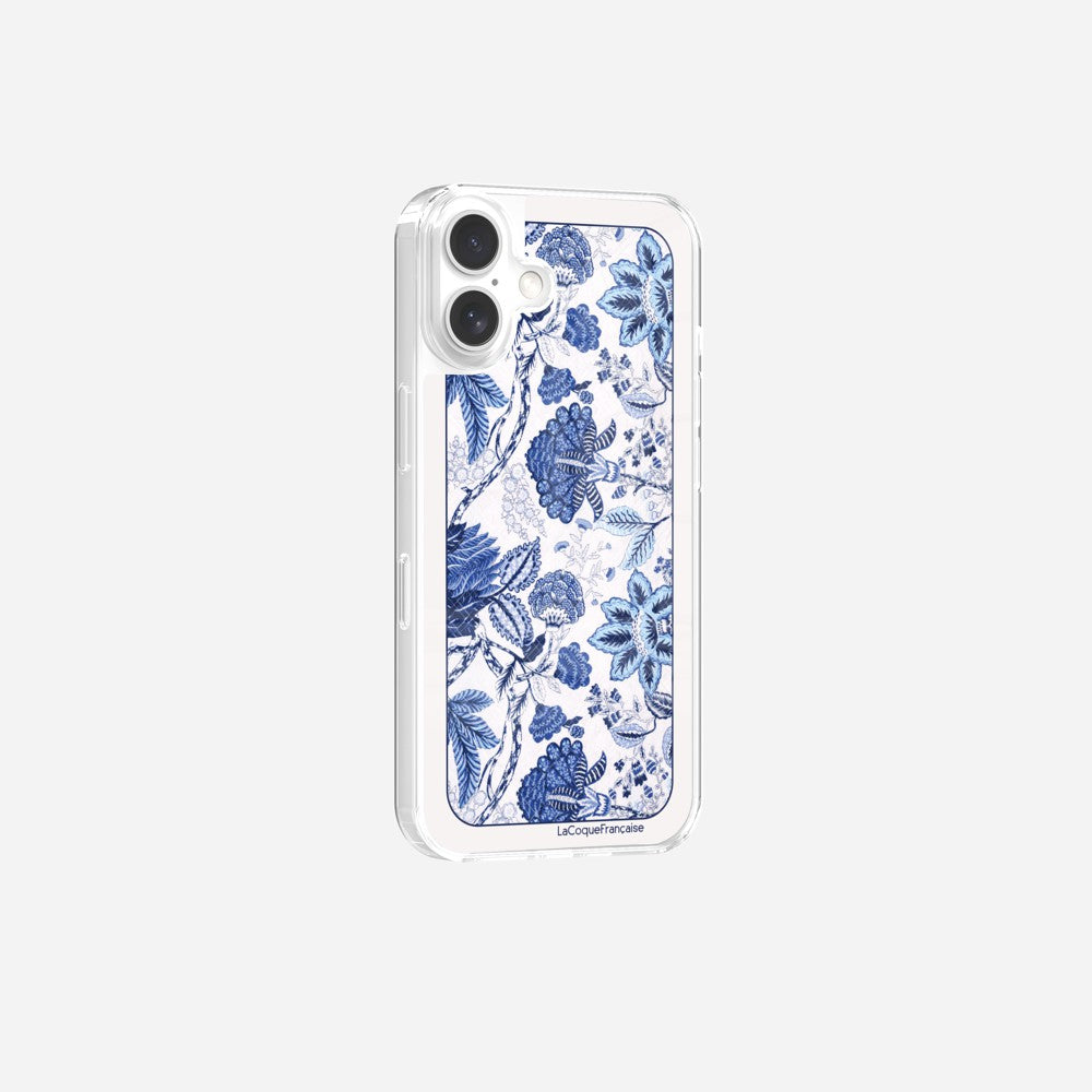 Coque Sans Anneaux Imprimee Foulard Fleurs Bleues - 24
