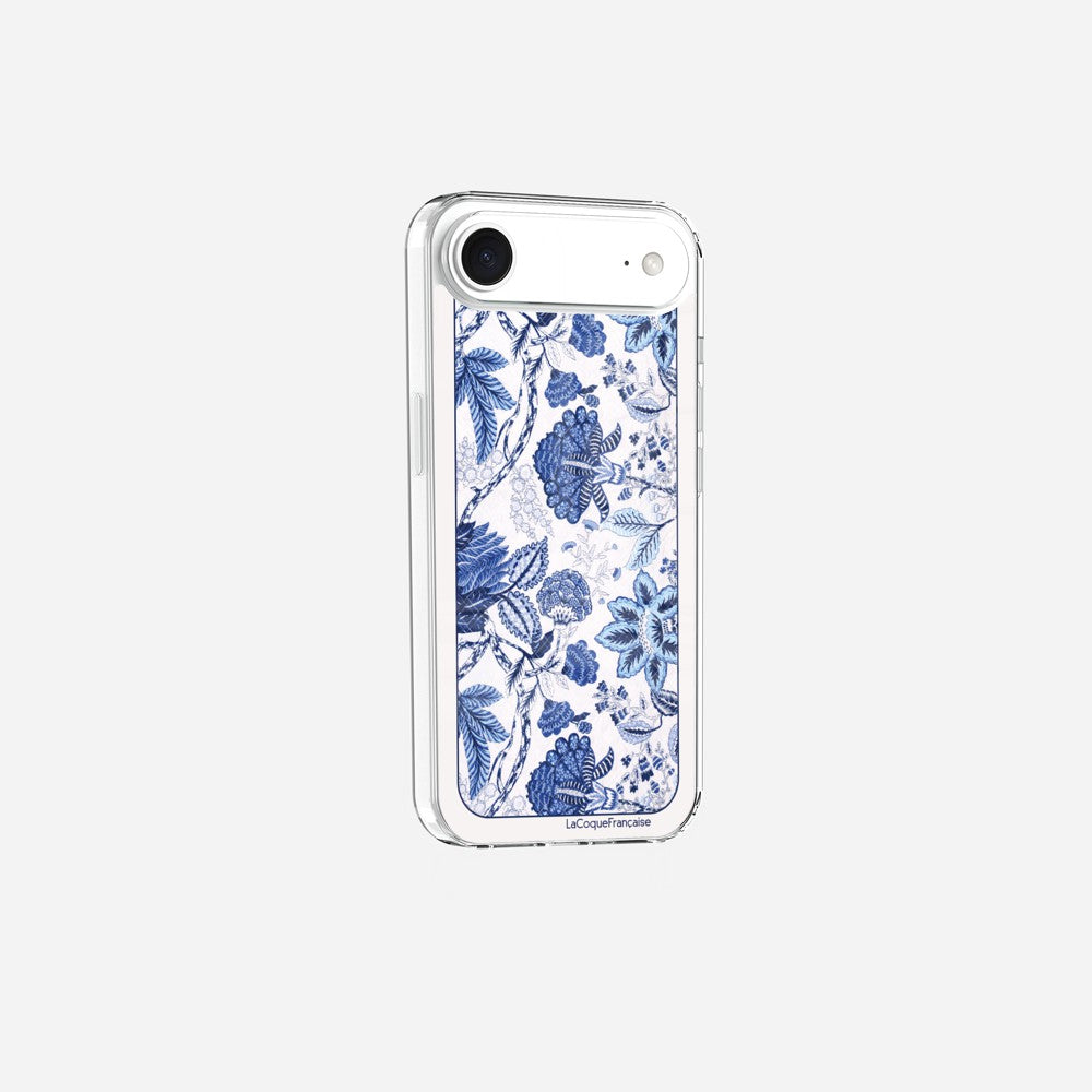 Coque Sans Anneaux Imprimee Foulard Fleurs Bleues - 23