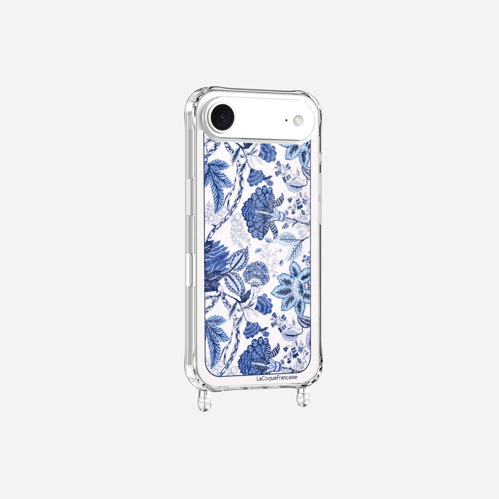 Coque Anneaux Imprimee Foulard Fleurs Bleues - 31