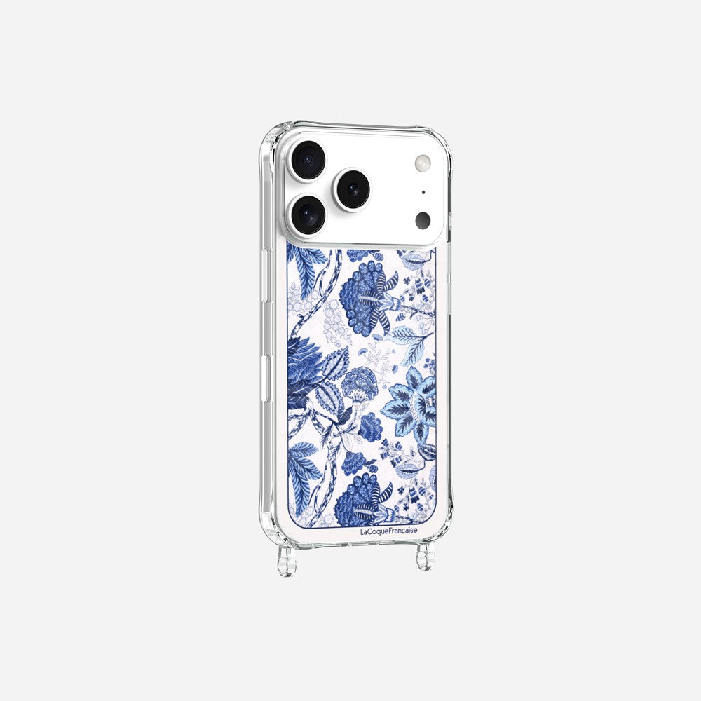 Coque Anneaux Imprimee Foulard Fleurs Bleues - 30