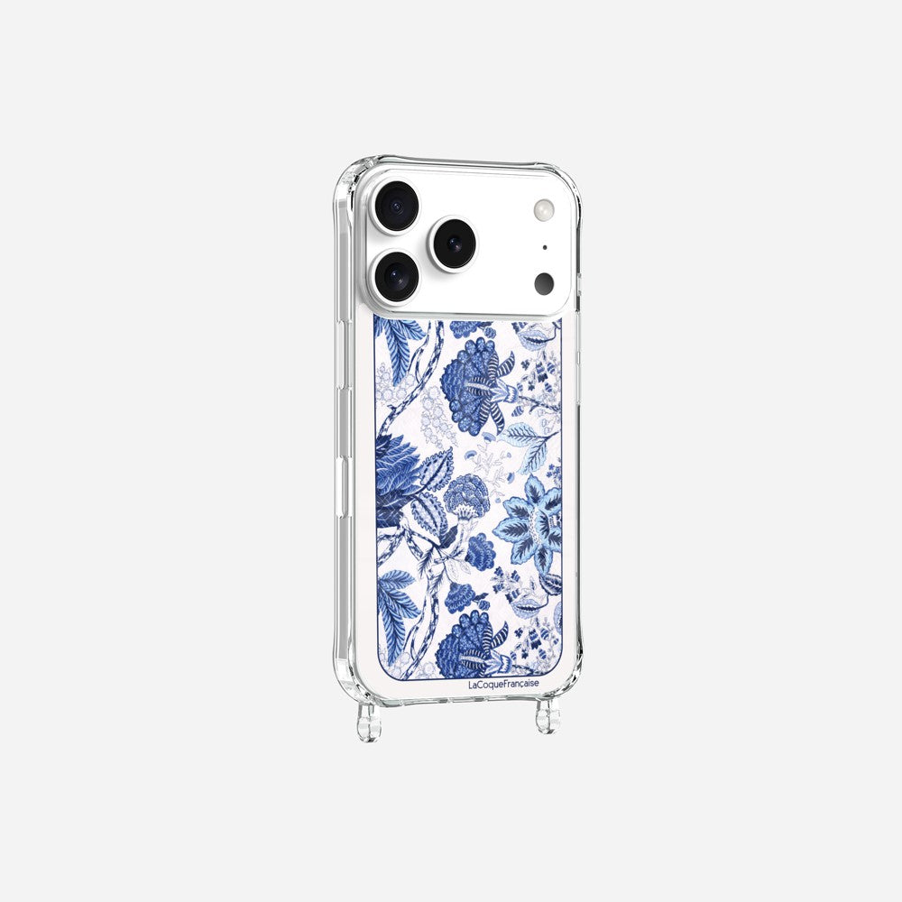 Coque Anneaux Imprimee Foulard Fleurs Bleues - 29