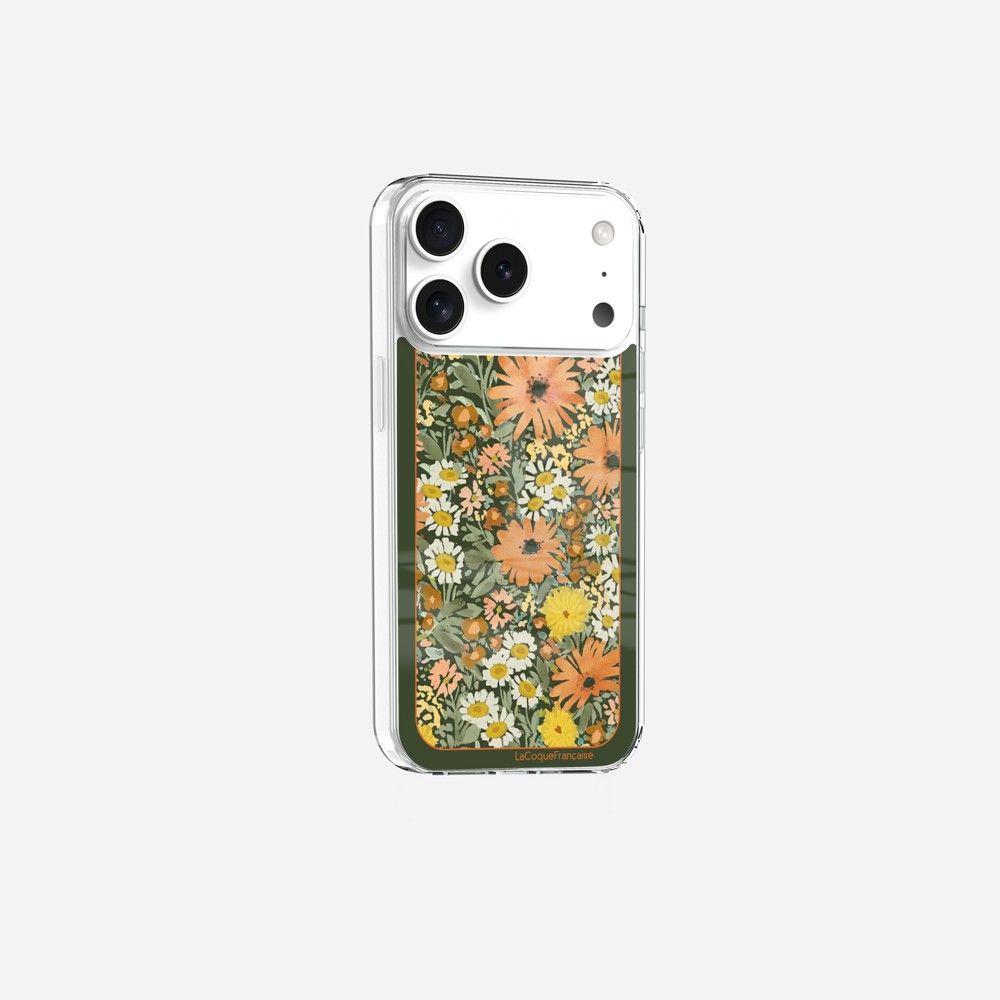 Coque Sans Anneaux Imprimee Foulard Fleurs Oranges - 23