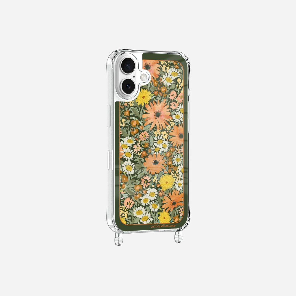 Coque Anneaux Imprimee Foulard Fleurs Oranges - 32