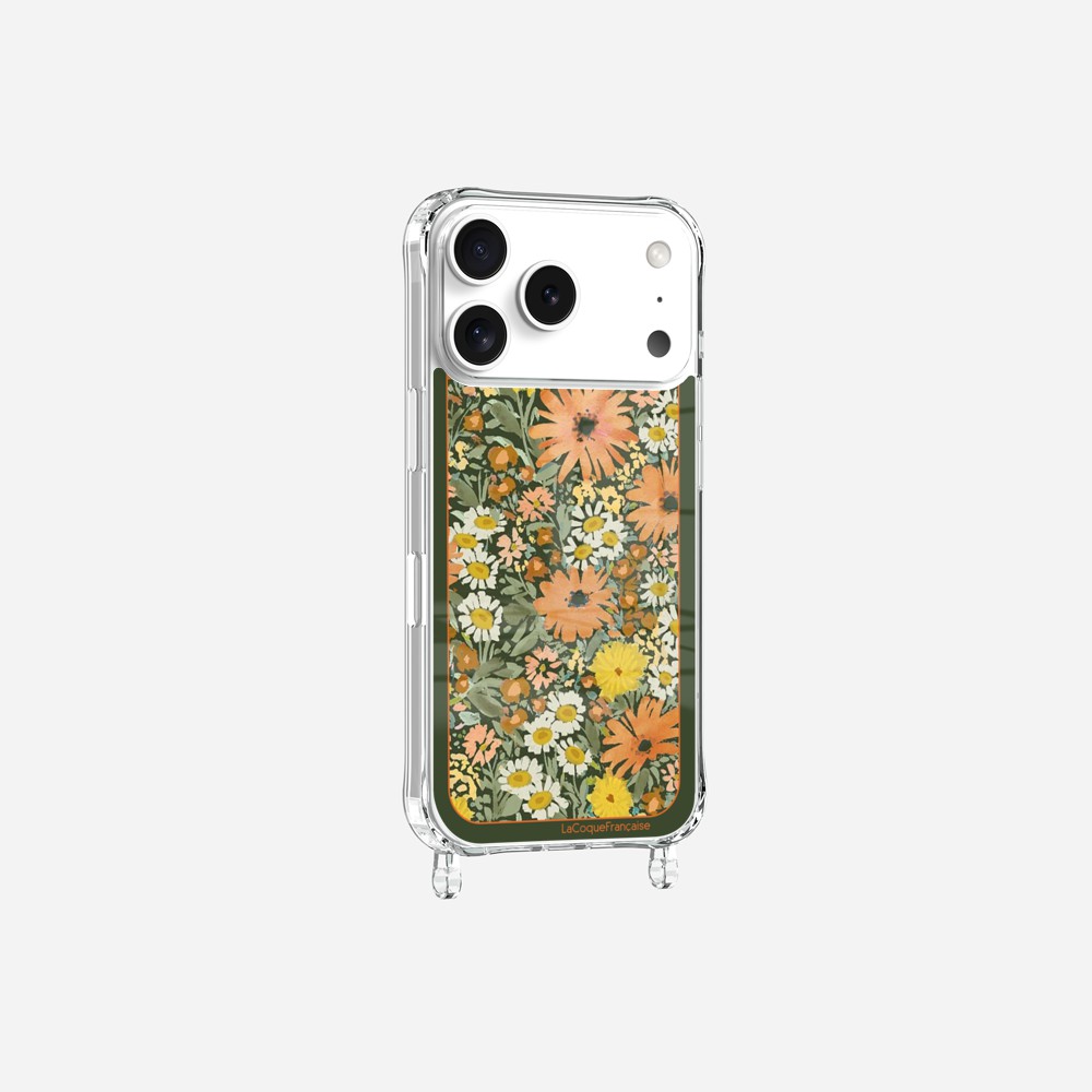 Coque Anneaux Imprimee Foulard Fleurs Oranges - 31