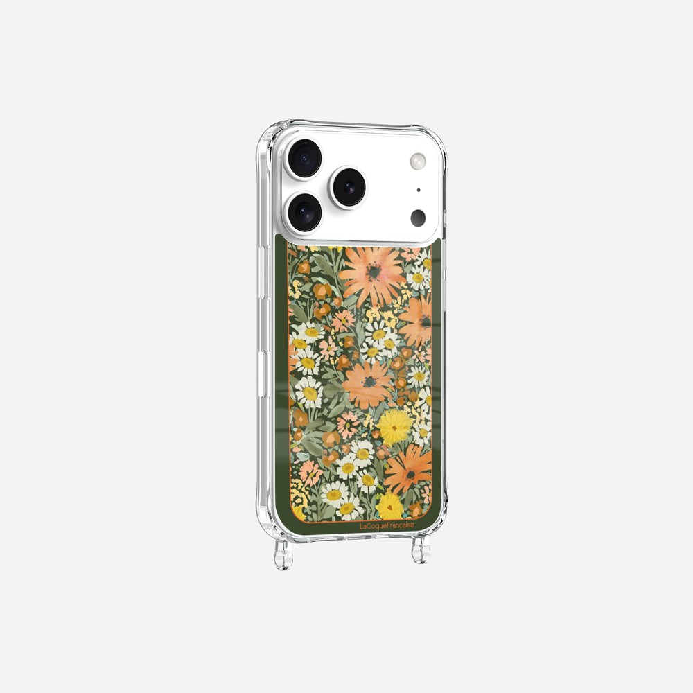 Coque Anneaux Imprimee Foulard Fleurs Oranges - 30