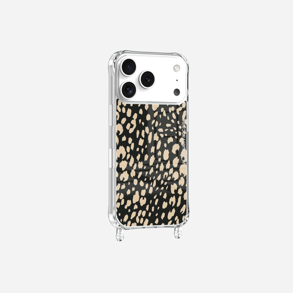 Coque Anneaux Imprimee Leopard Noir Et Beige - 29