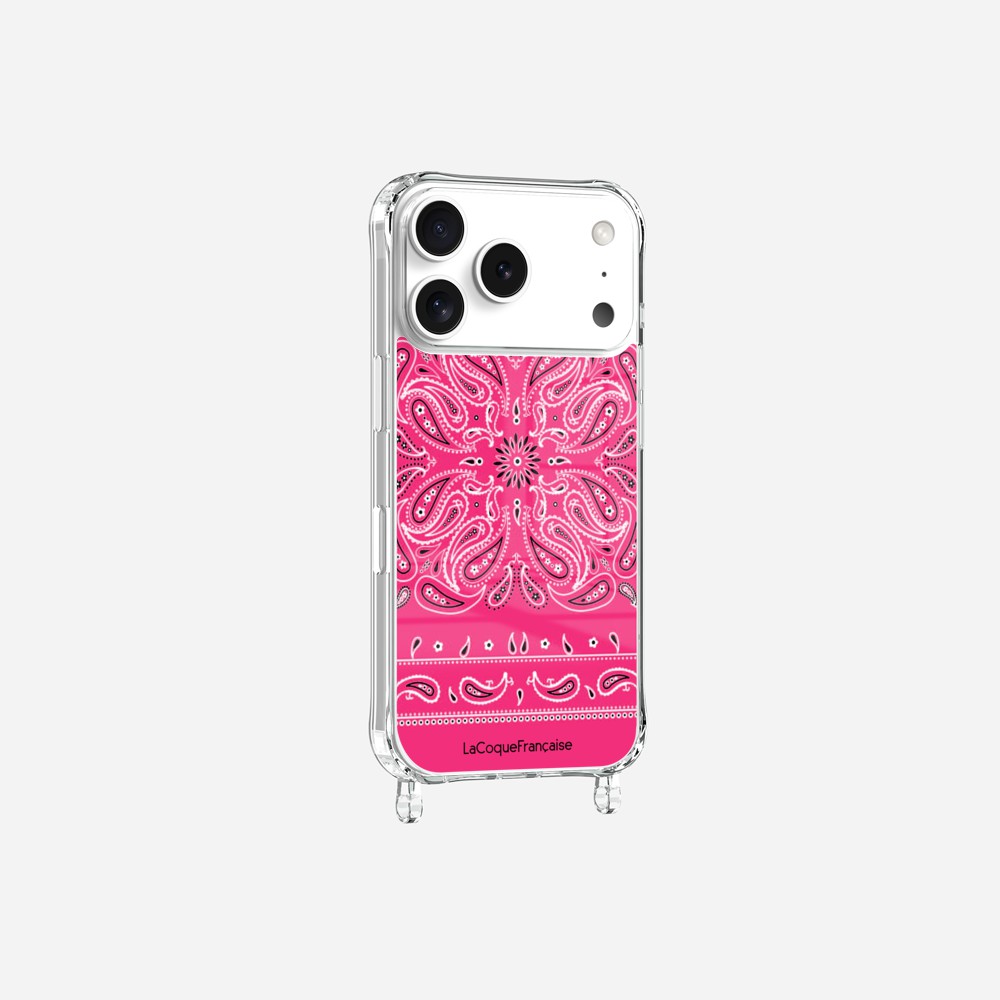 Coque Anneaux Imprimee Bandana Rose Fluo - 28
