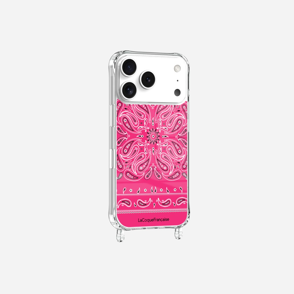 Coque Anneaux Imprimee Bandana Rose Fluo - 27