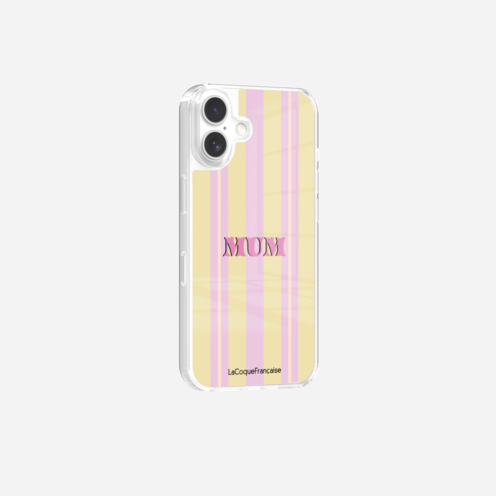Coque Sans Anneaux Imprimee Mum - Rose Et Jaune - 23