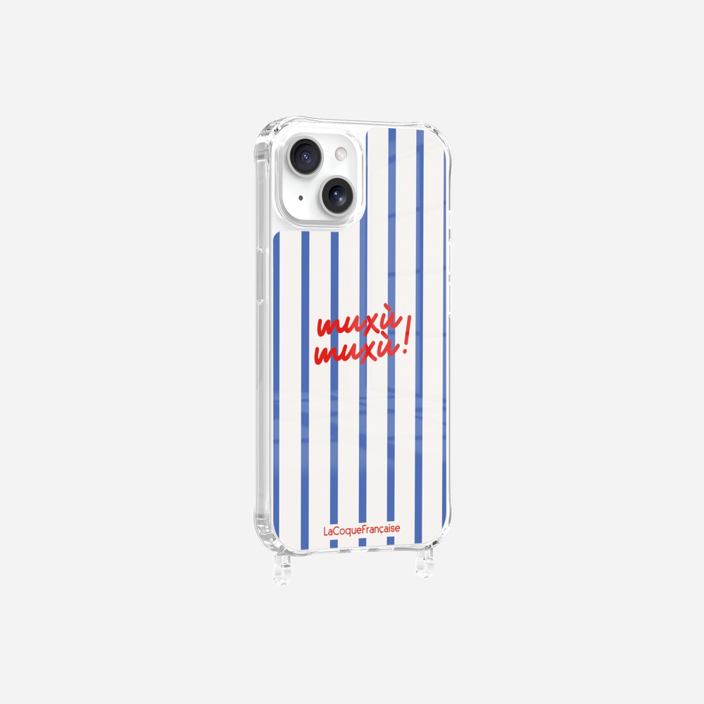 Coque Anneaux Imprimee Muxu Muxu Rayure Bleu - 12