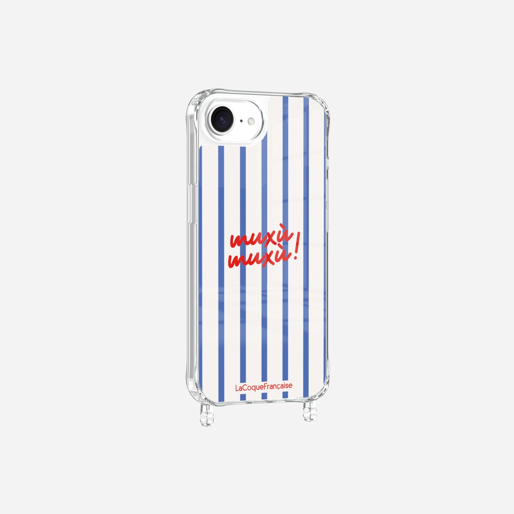 Coque Anneaux Imprimee Muxu Muxu Rayure Bleu
