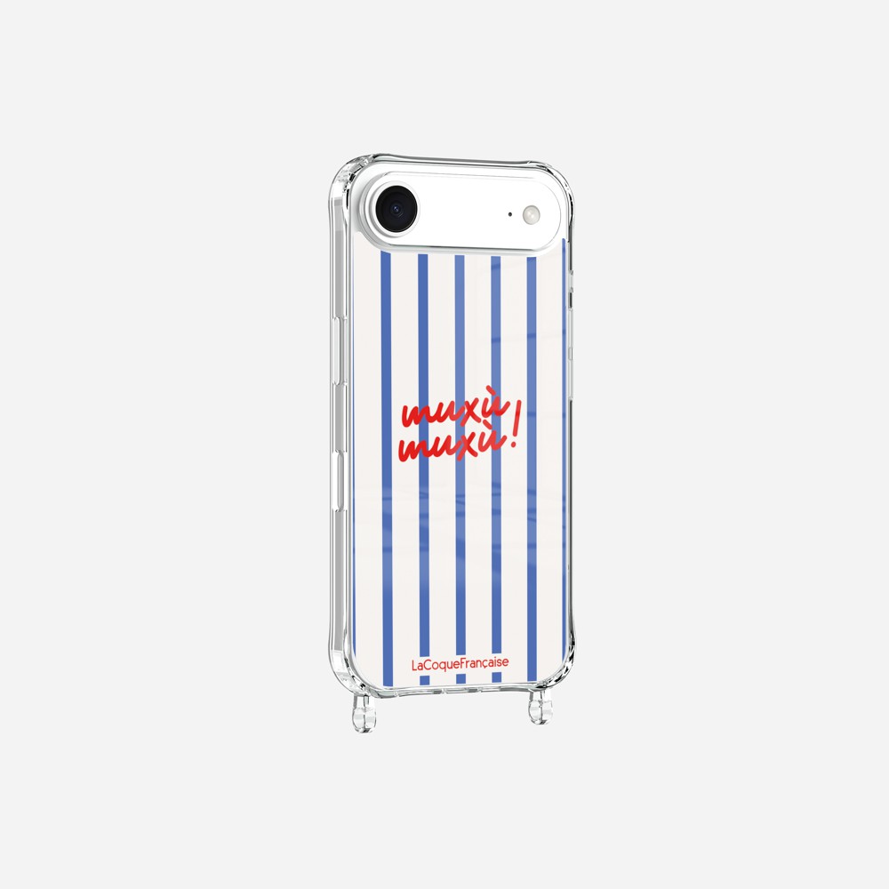 Coque Anneaux Imprimee Muxu Muxu Rayure Bleu