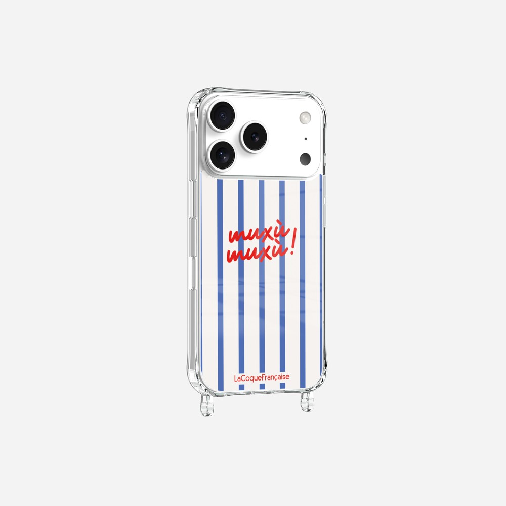 Coque Anneaux Imprimee Muxu Muxu Rayure Bleu