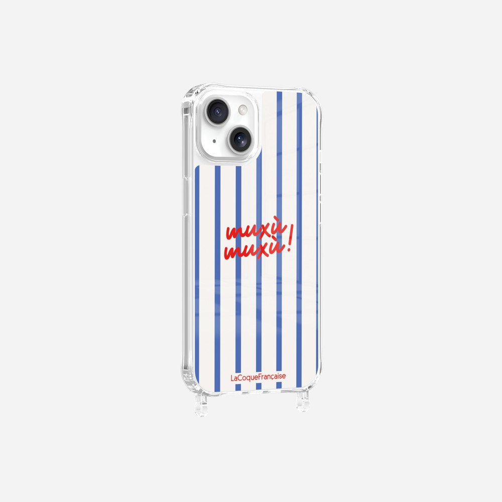 Coque Anneaux Imprimee Muxu Muxu Rayure Bleu - 16