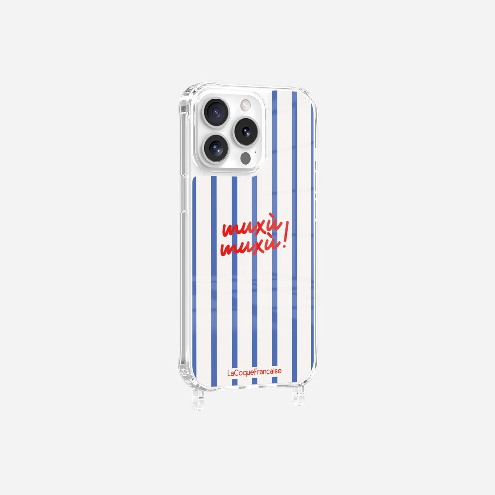 Coque Anneaux Imprimee Muxu Muxu Rayure Bleu - 18