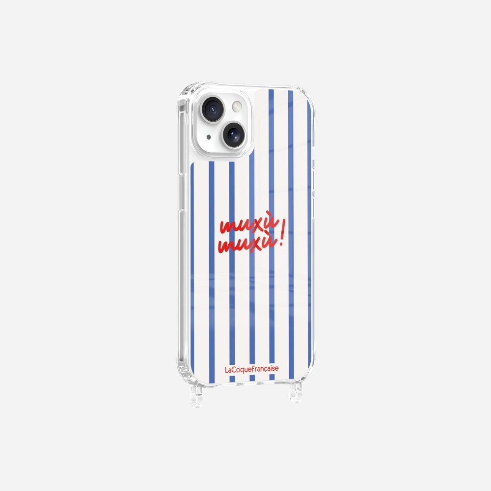 Coque Anneaux Imprimee Muxu Muxu Rayure Bleu - 20