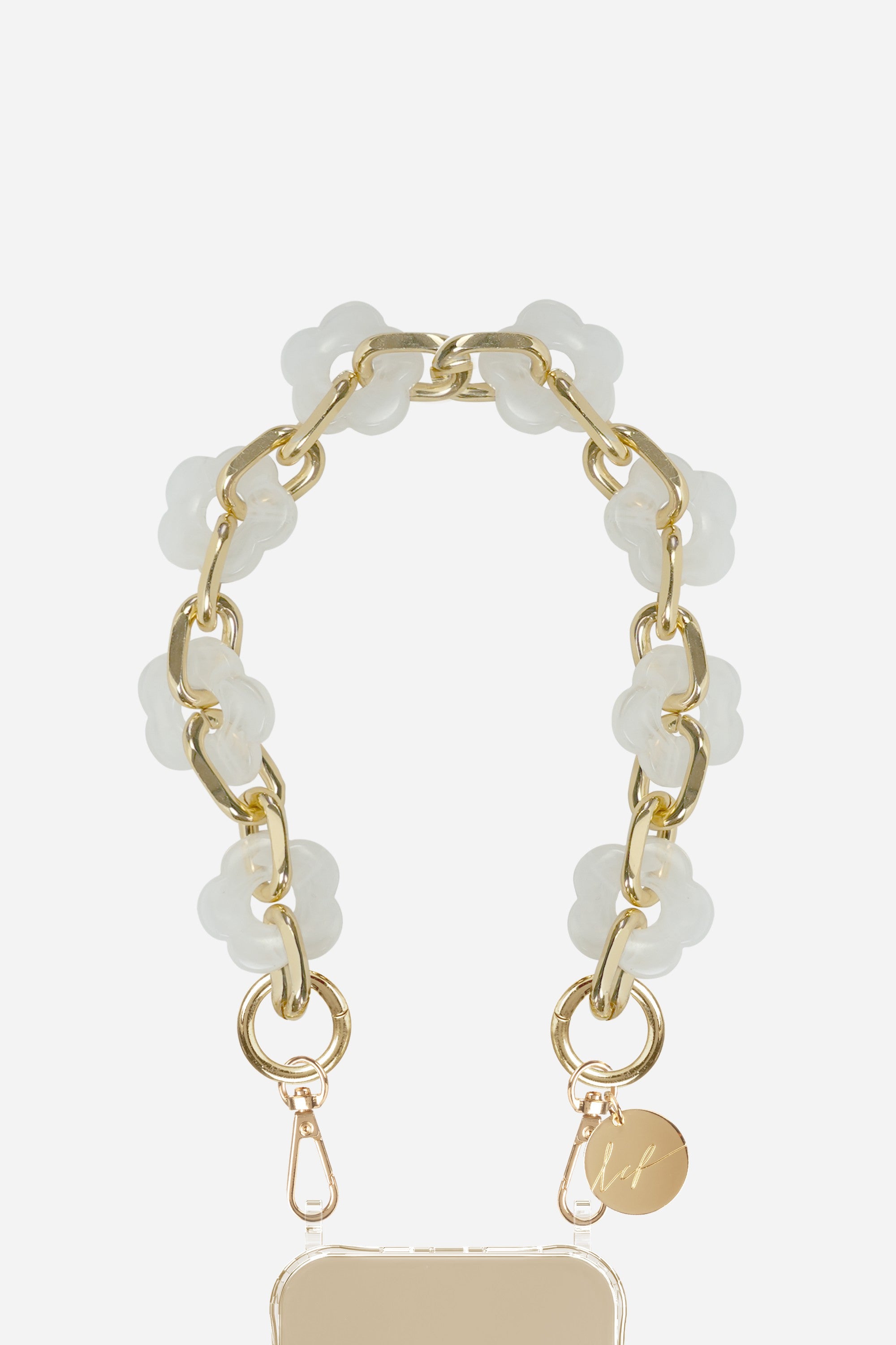 Chaine Courte Cassy Fleurs Blanc 40 cm