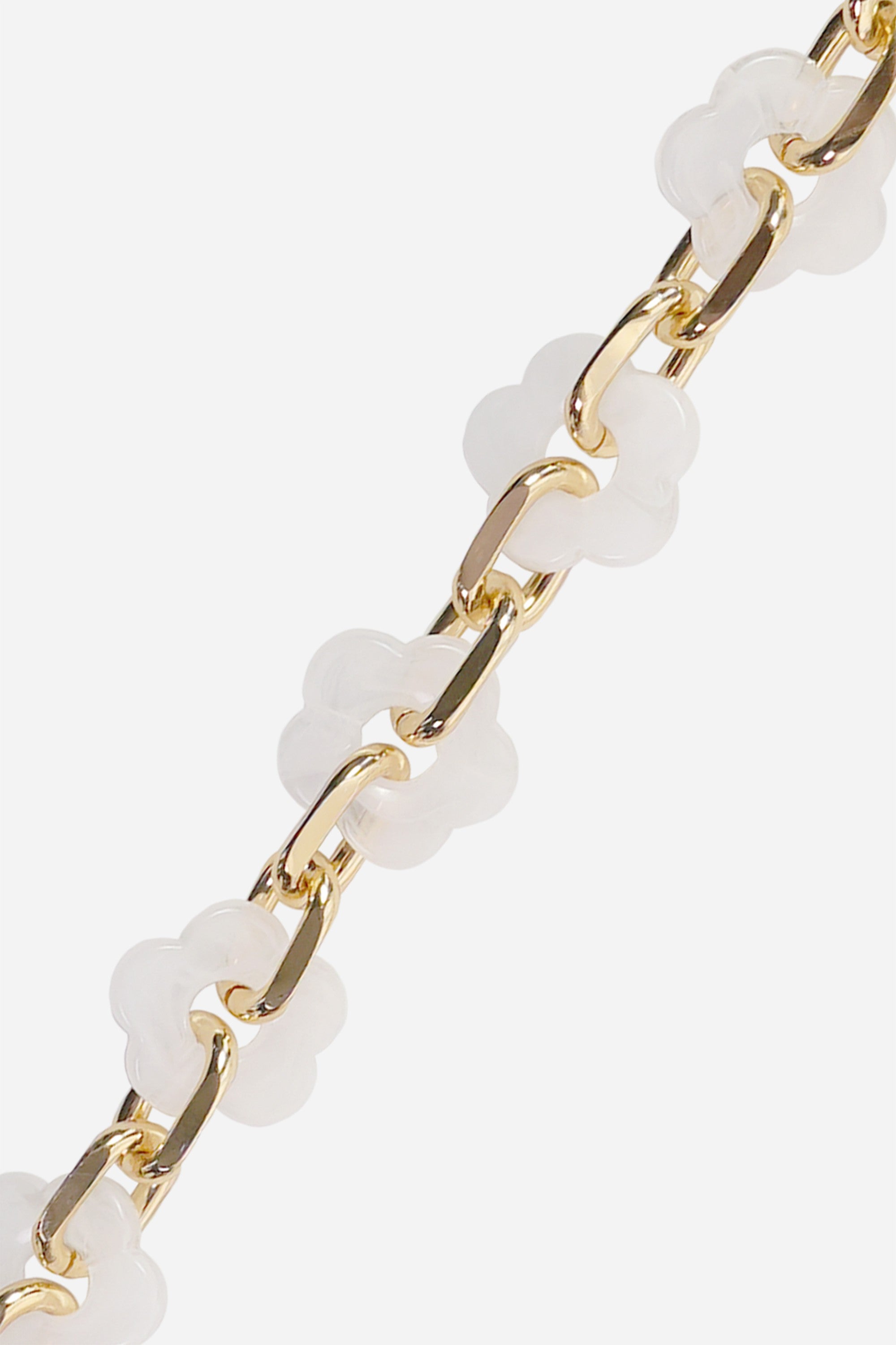 Chaine Longue Cassy Fleurs Blanc 120 cm