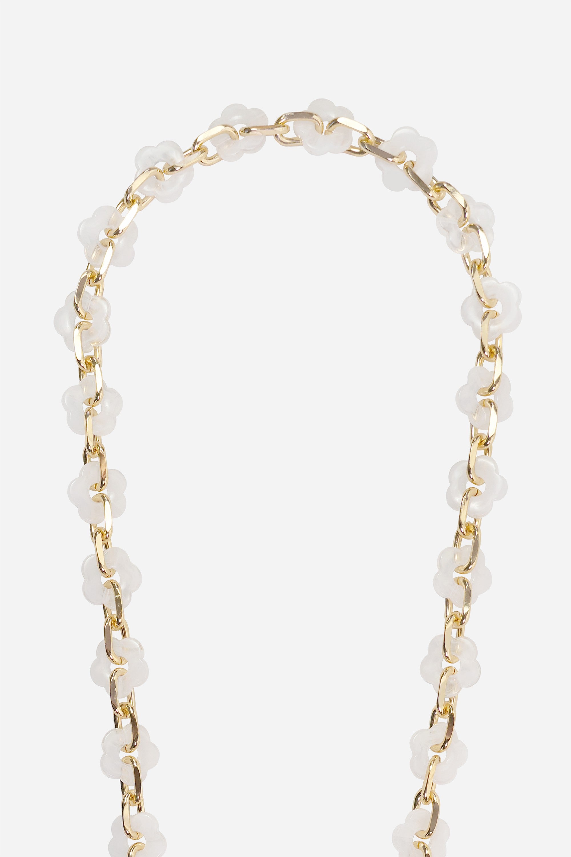 Chaine Longue Cassy Fleurs Blanc 120 cm