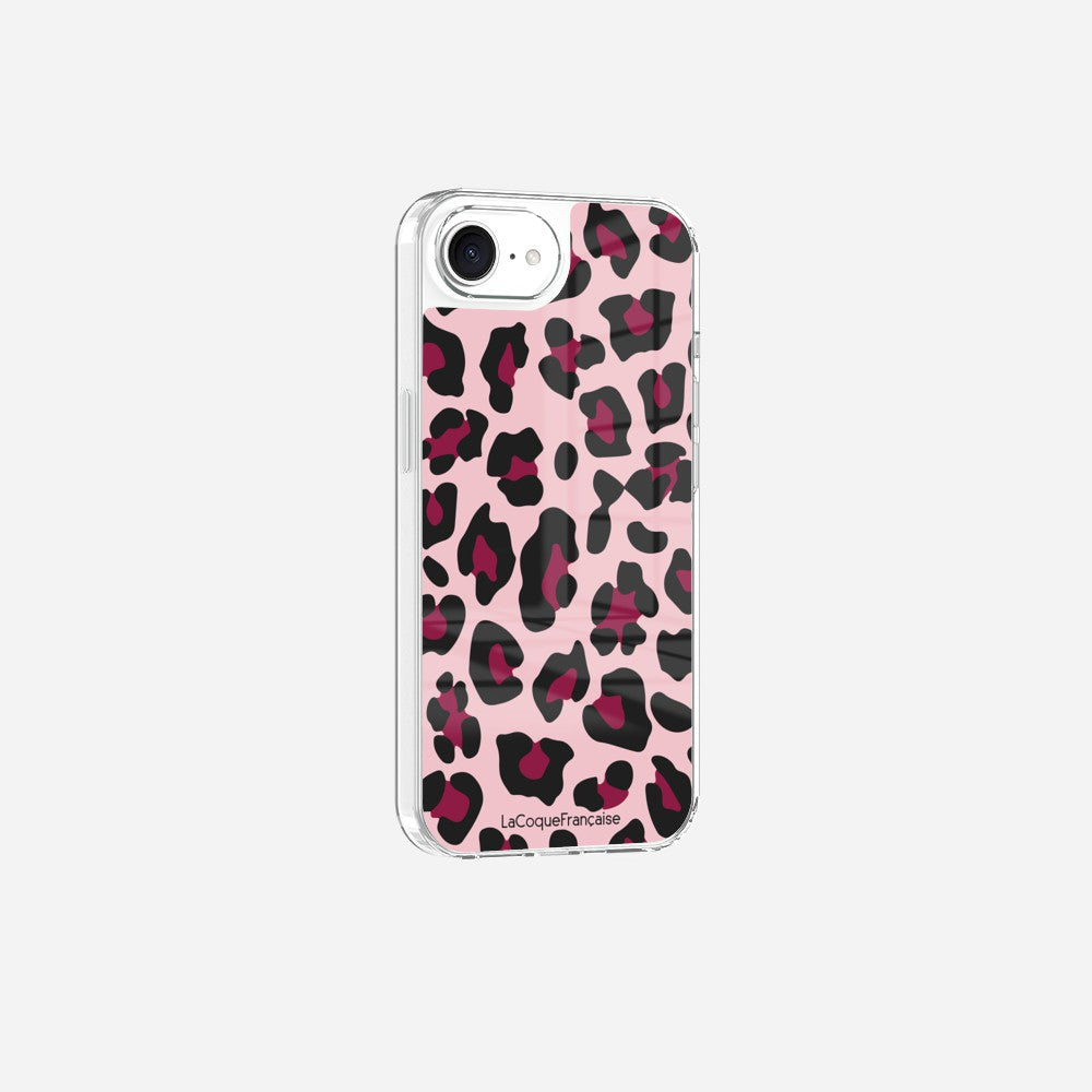 Coque Sans Anneaux Imprimee Leopard Rose Et Bordeaux - 22