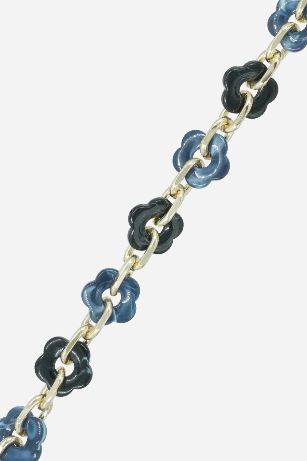 Chaine Longue Cassy Fleurs Bleu 120 cm
