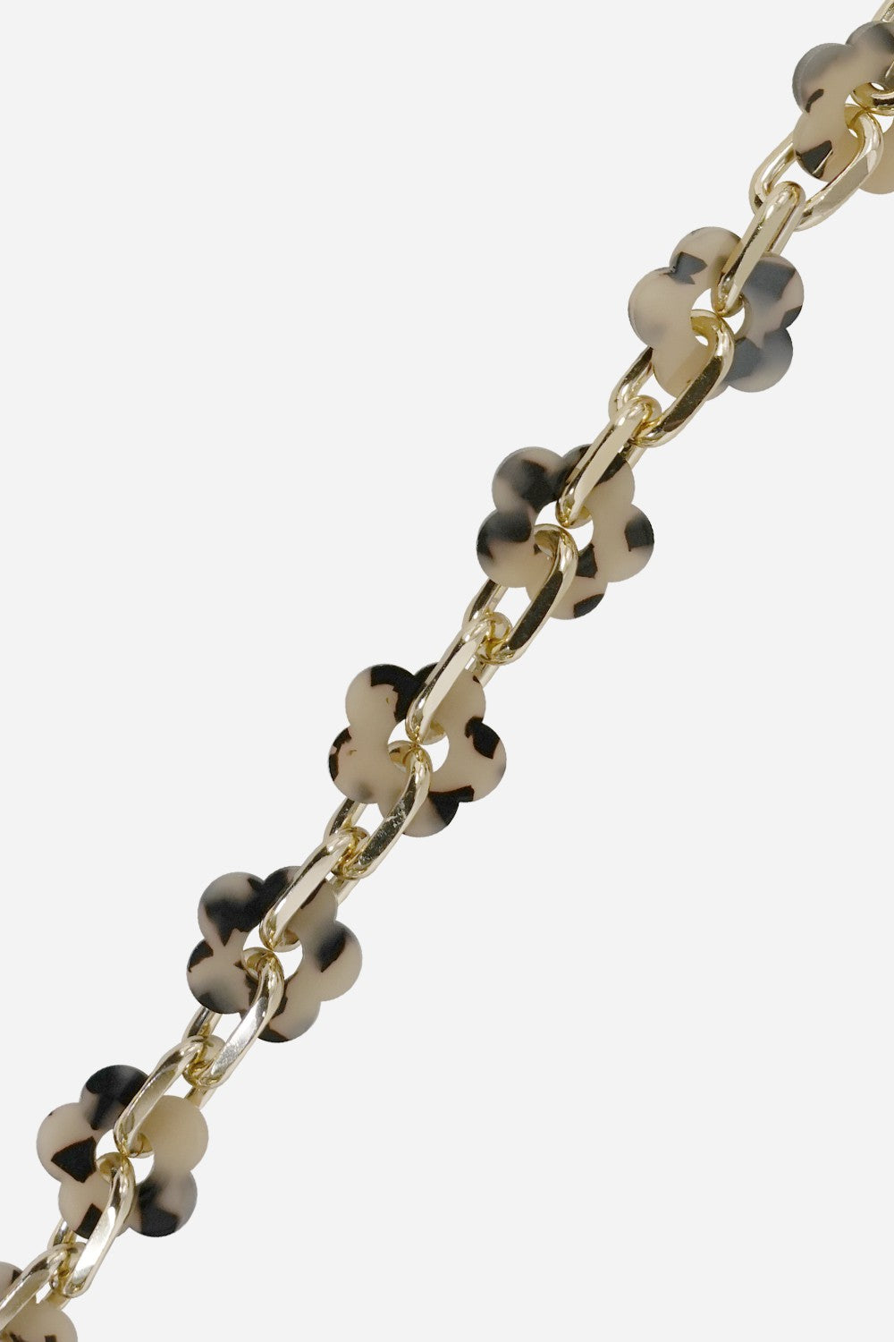 Chaine Longue Cassy Fleurs Ecaille Beige 120 cm