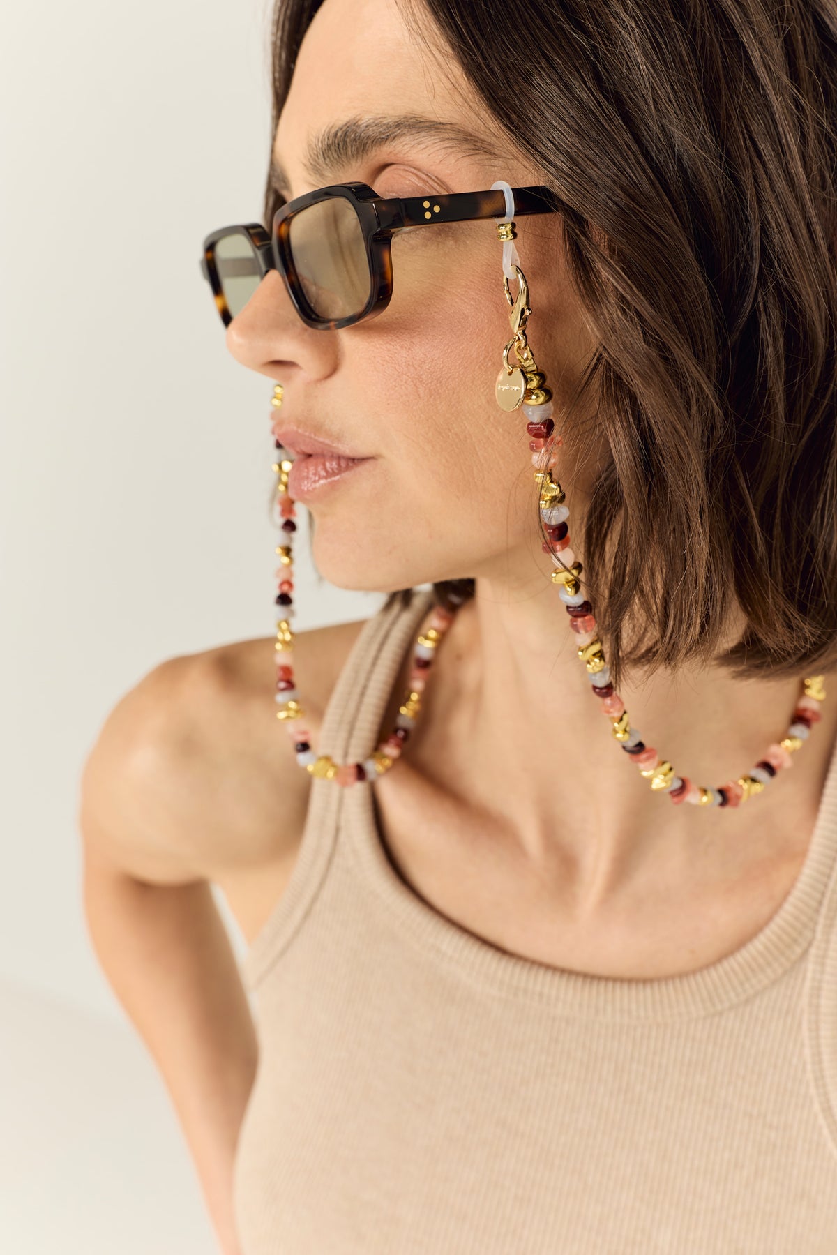 Bijoux Chaine De Lunettes Liviya Rose Bordeaux 72 cm - 3
