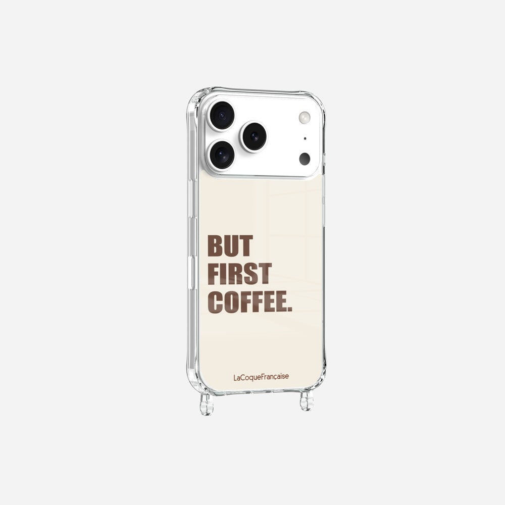 Coque Anneaux Imprimee But First Coffee