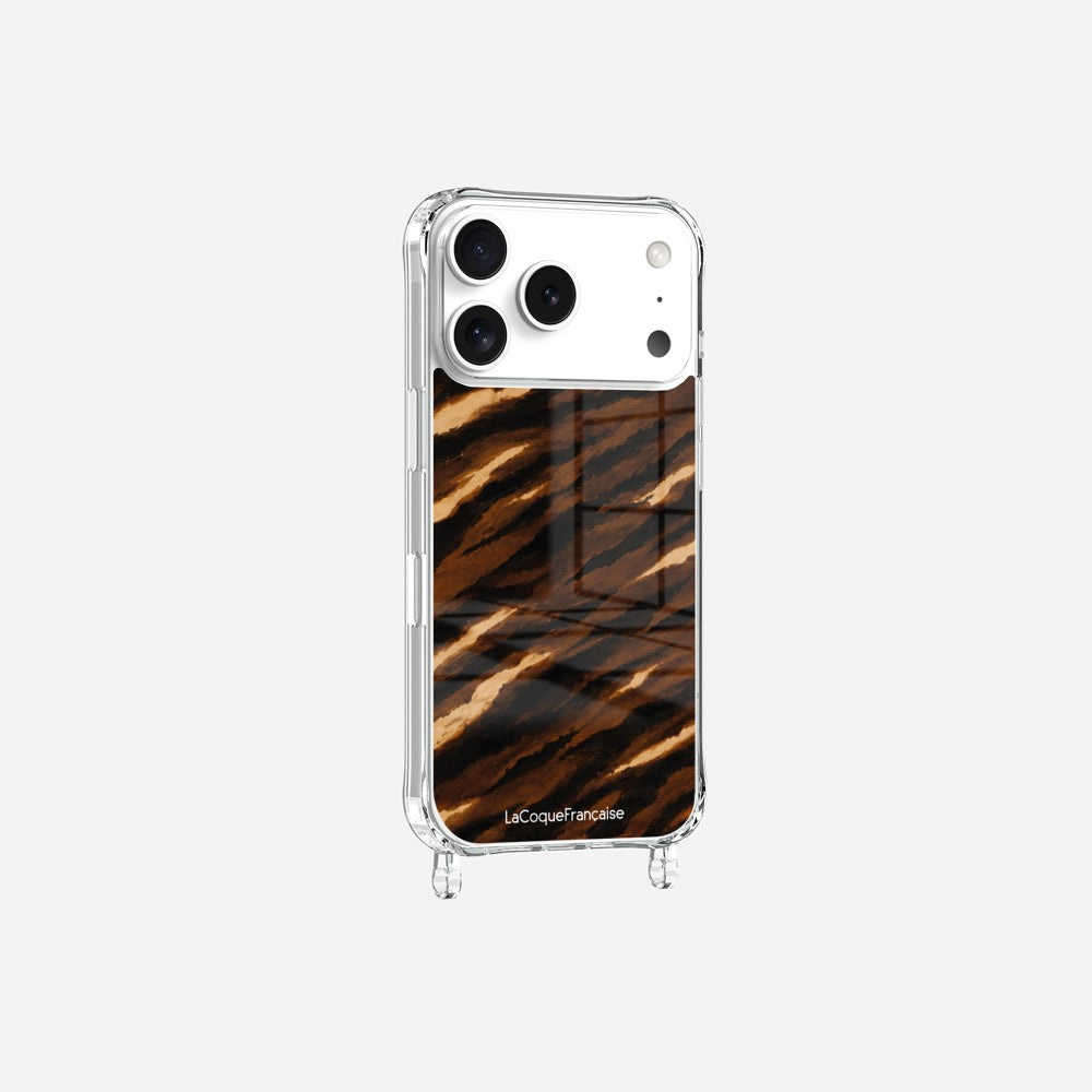 Coque Anneaux Imprimee Zebre Chocolat Noir