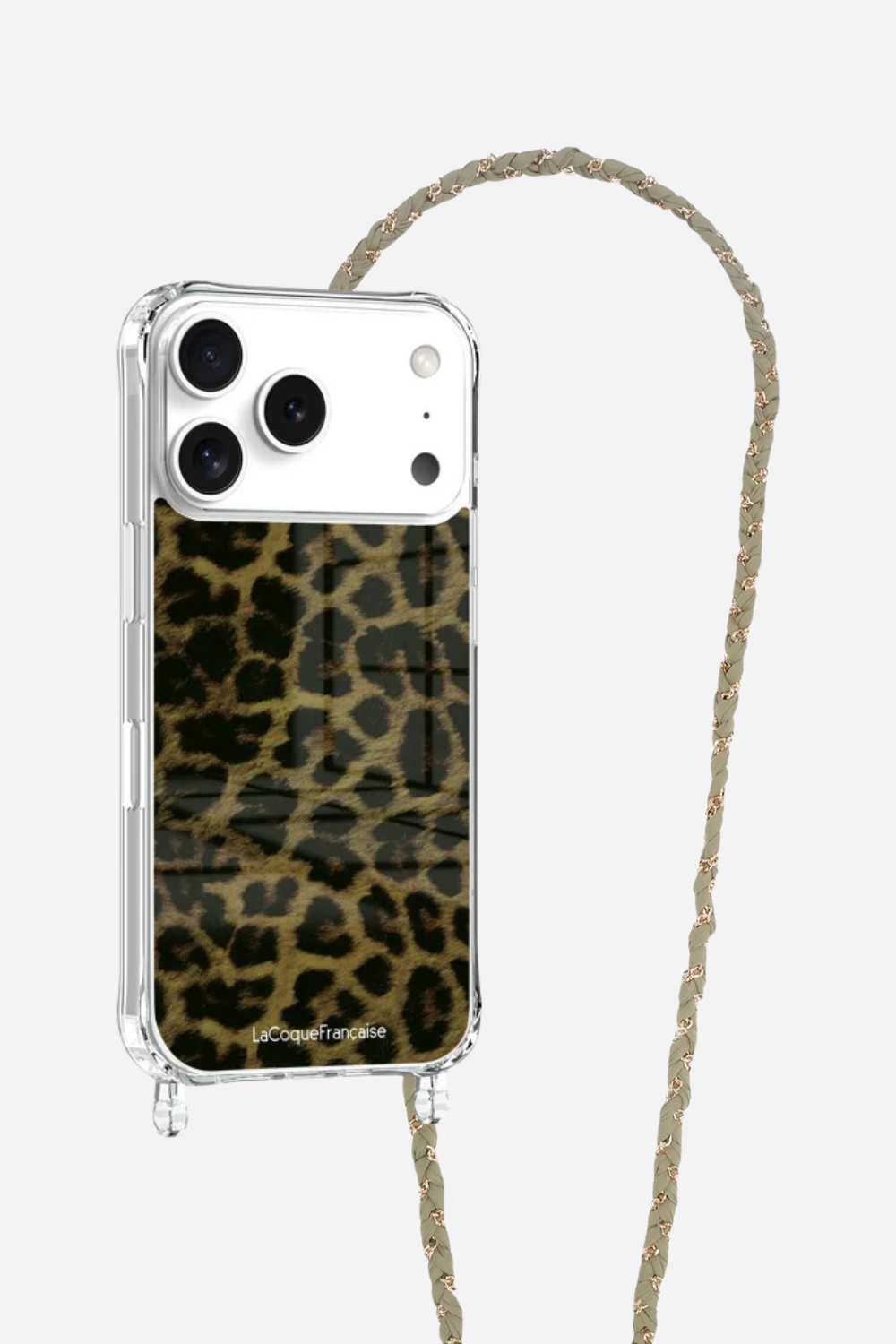 Ensemble Coque Léopard Kaki et Chaîne Doha Kaki