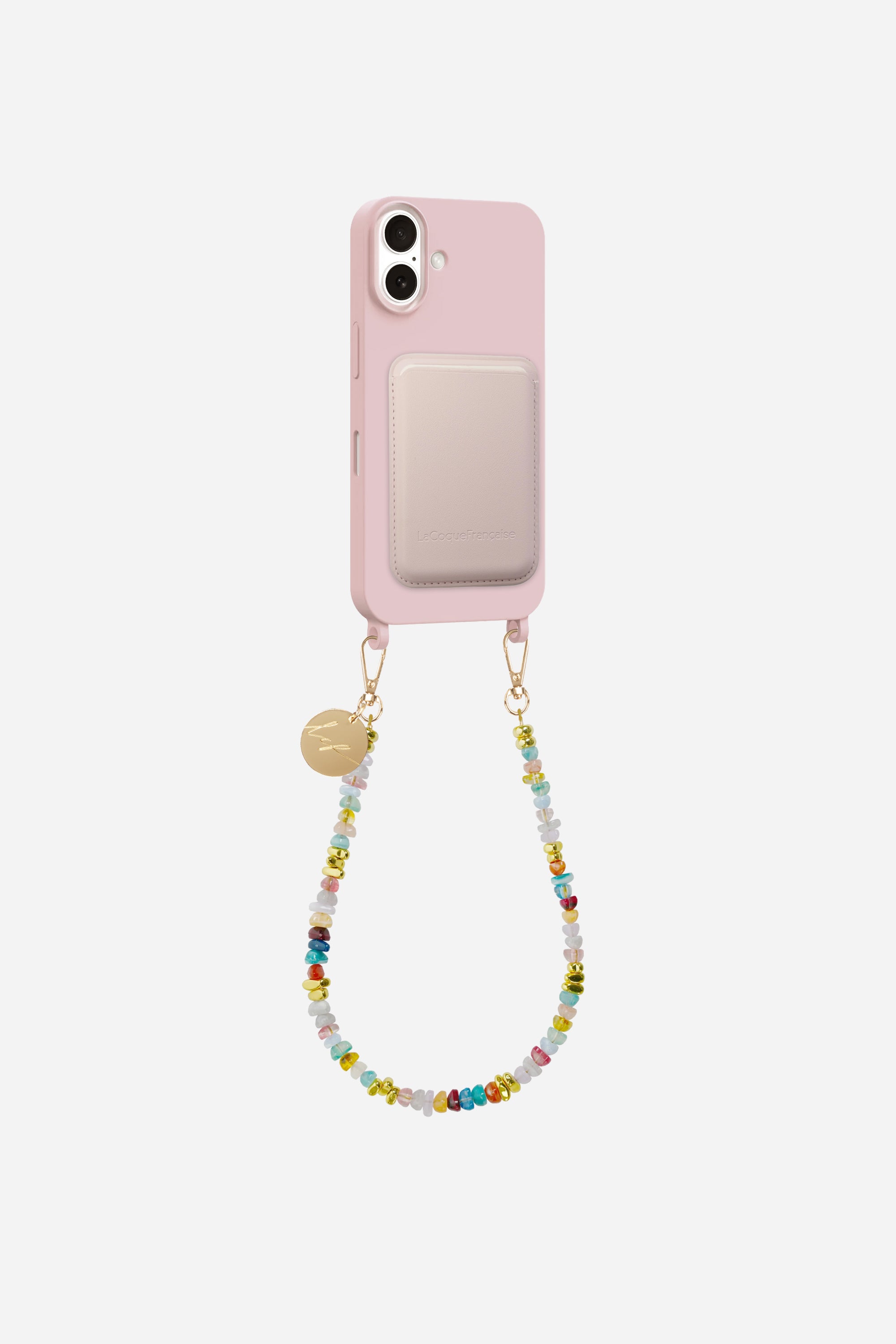 Coque Soft Touch + Porte carte + Chaine Nude