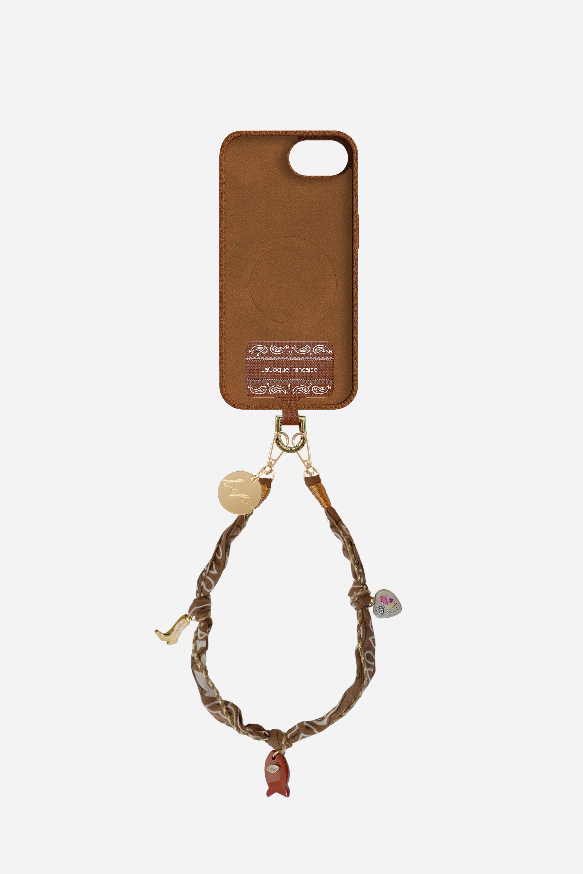 Leather Case + Adapter + Short Brown Bandana Chain