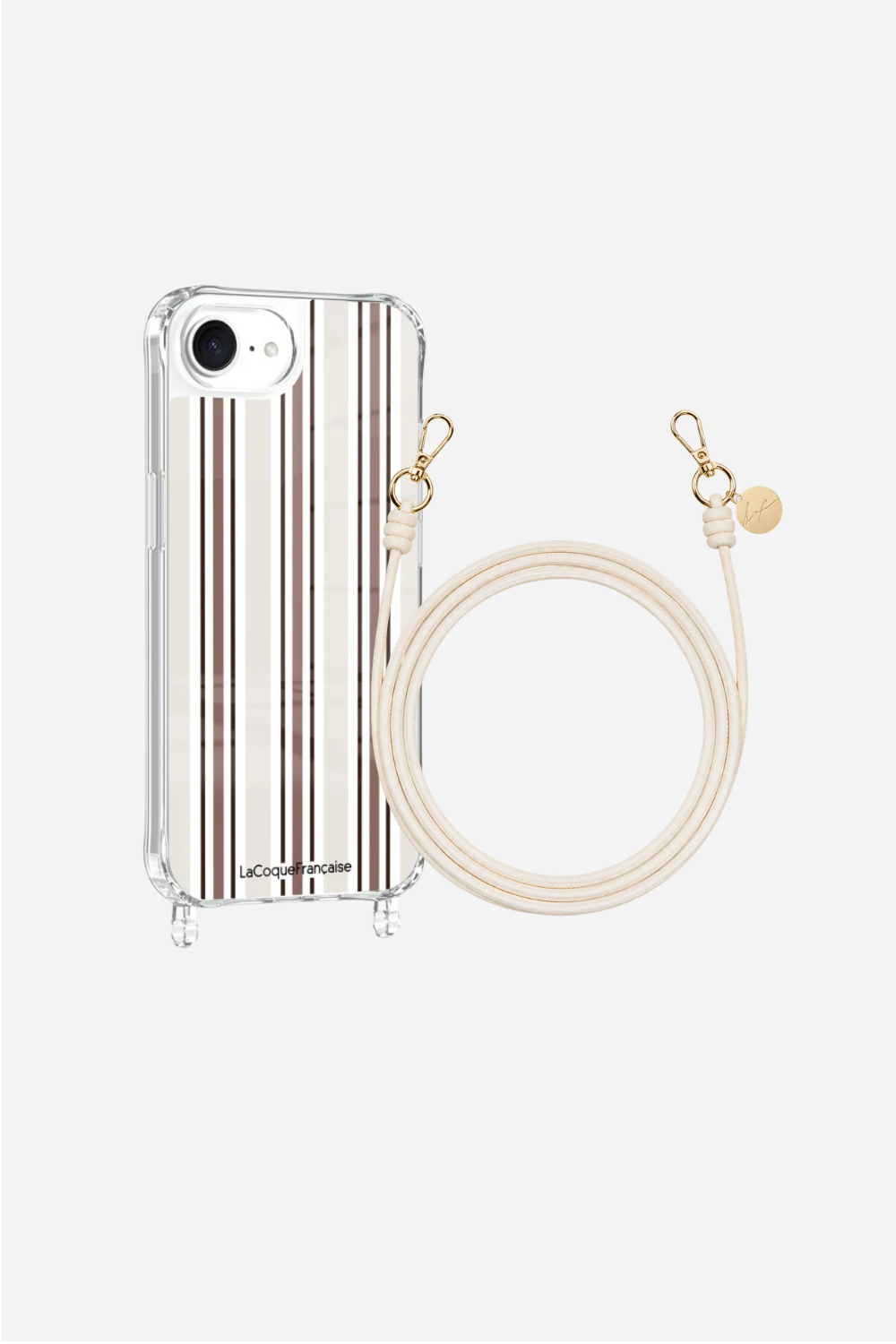Coque anneaux imprimée + Cordon Nolan beige