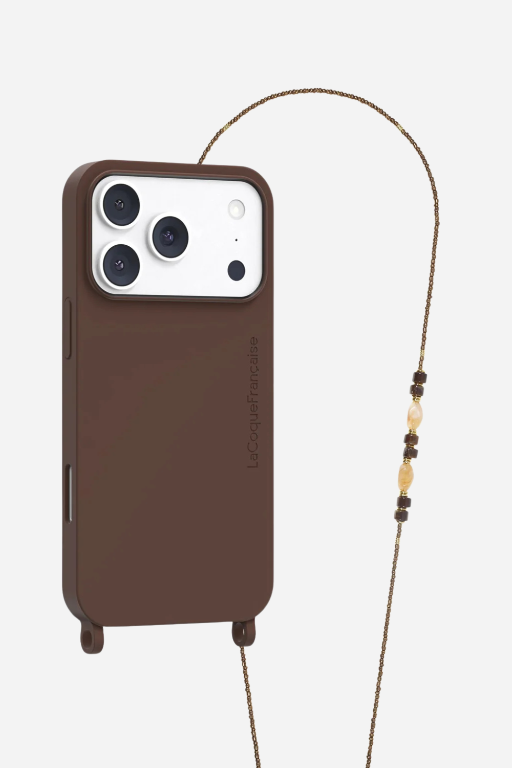 Ensemble Coque Soft Touch Marron et Chaîne Chiara Brun