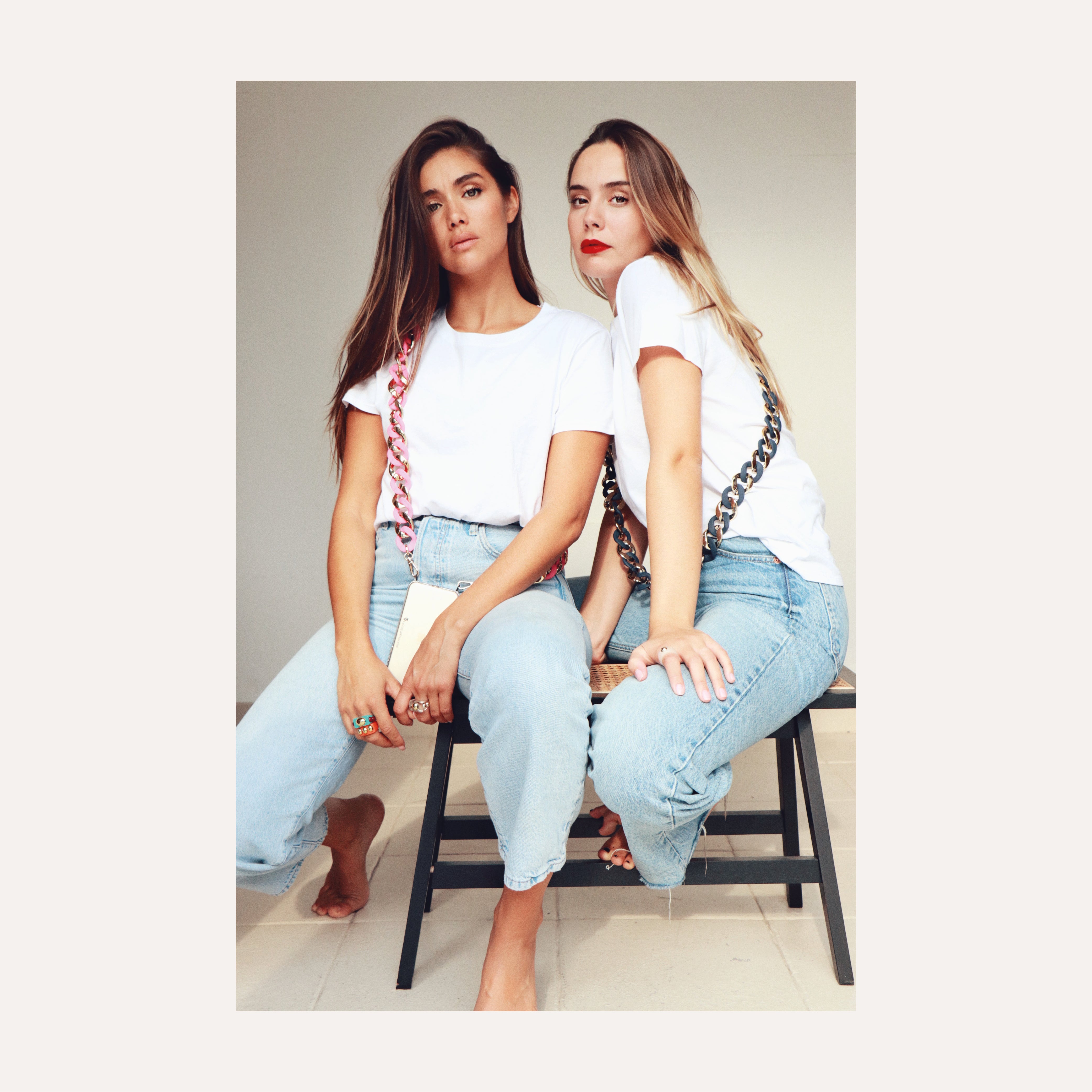 Chaine Longue Alice Bleu 120 cm