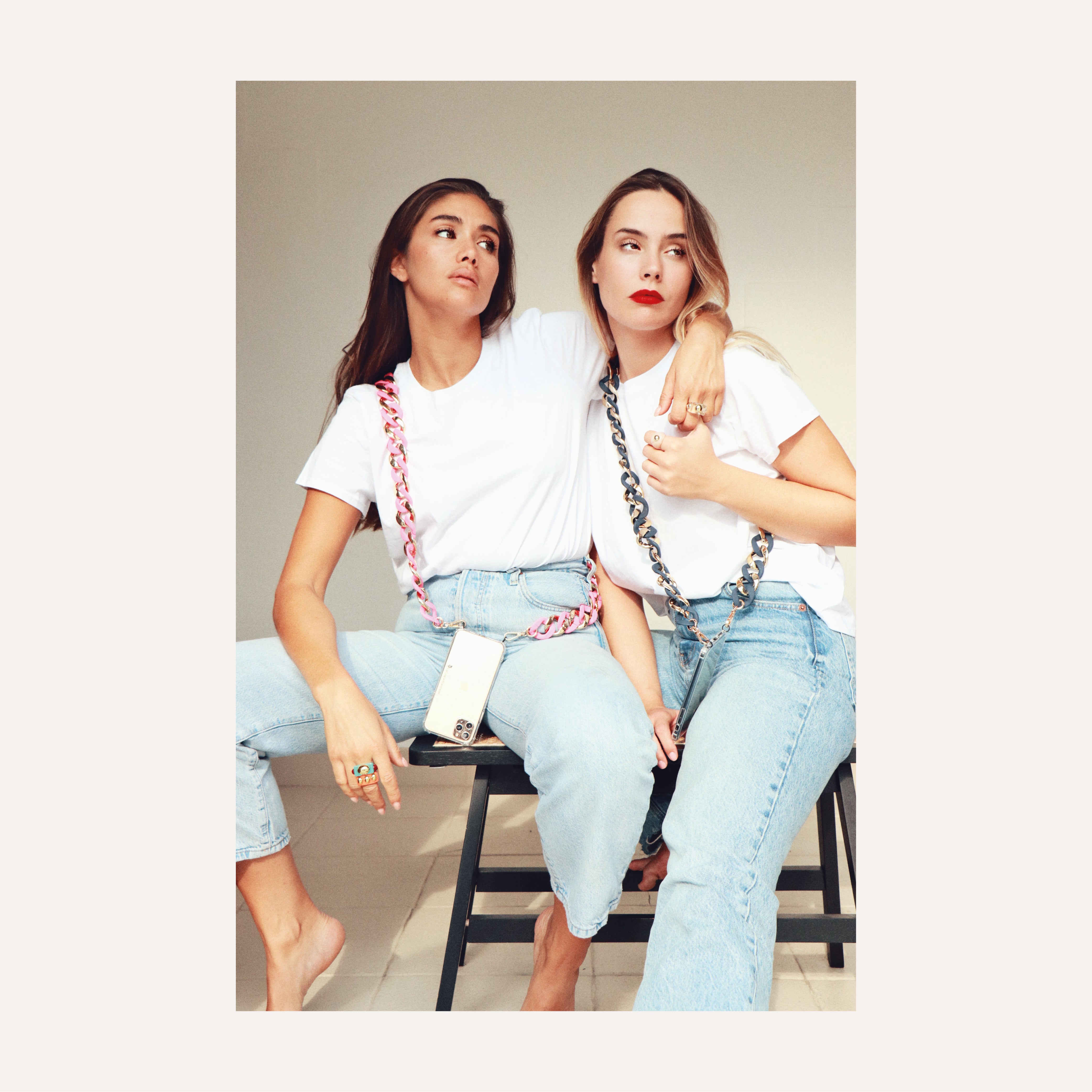 Chaine Longue Alice Bleu 120 cm