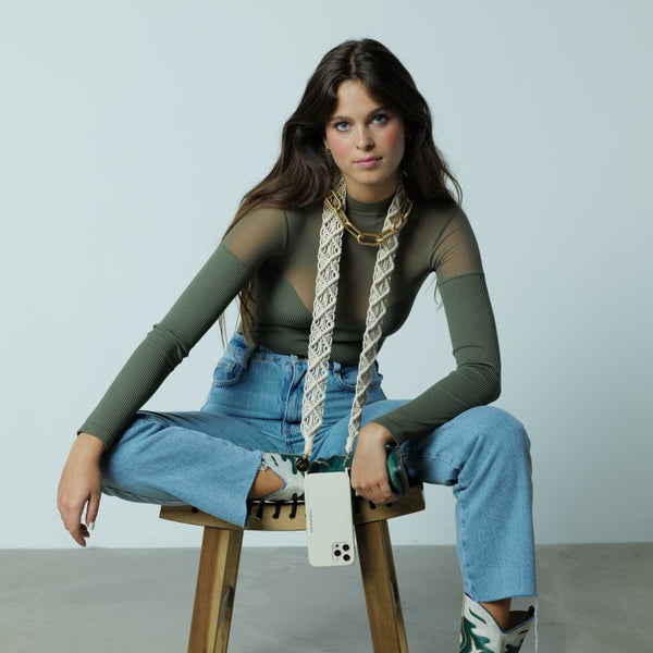 Chaine Longue Eve Beige 120 cm