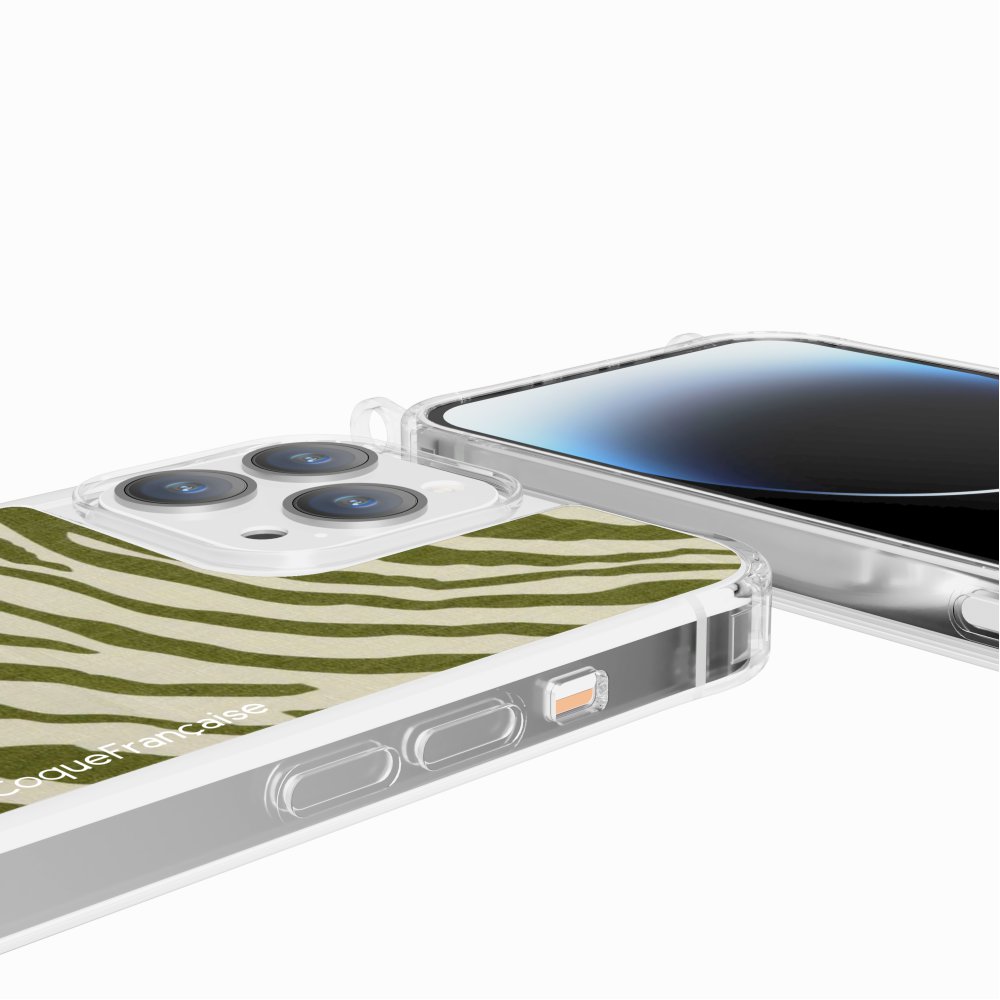 Coque Anneaux Imprimee Zebre Vert