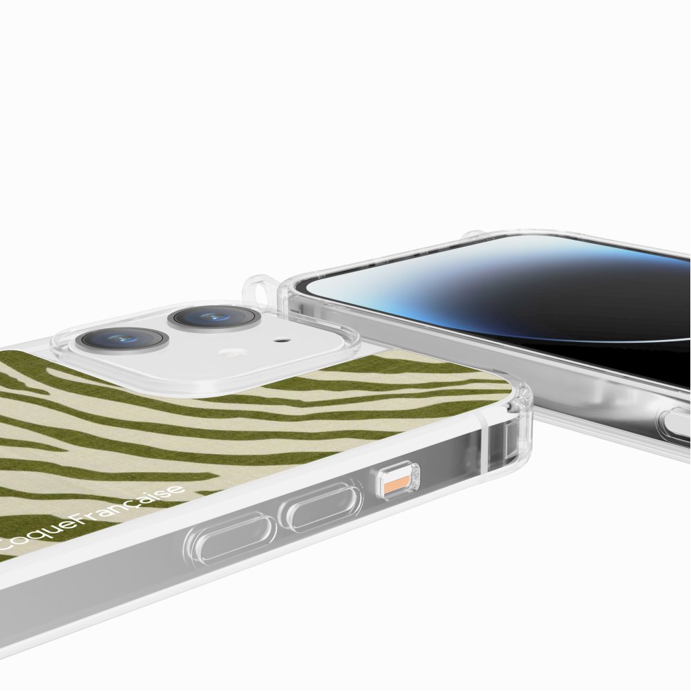Coque Anneaux Imprimee Zebre Vert