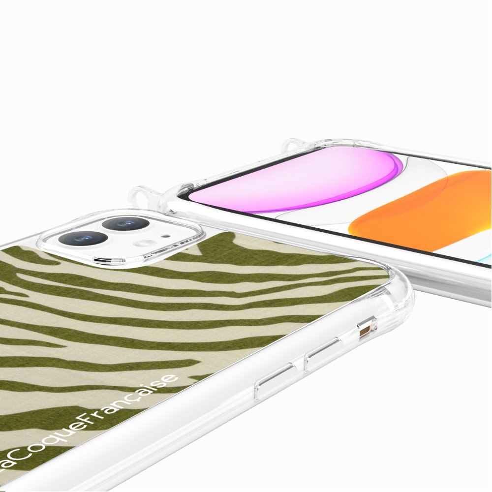 Coque Anneaux Imprimee Zebre Vert