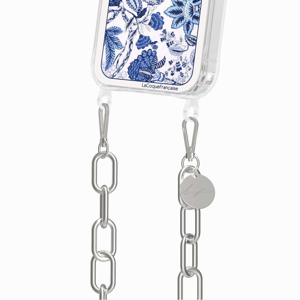 Coque Anneaux Imprimee Foulard Fleurs Bleues - 51