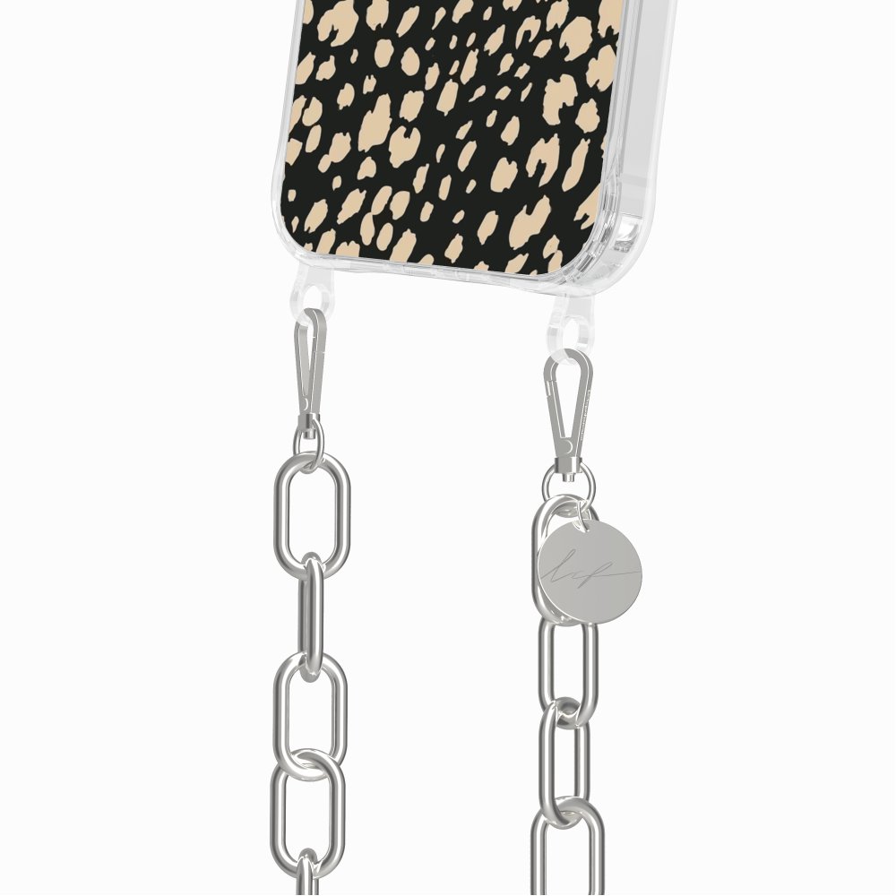 Coque Anneaux Imprimee Leopard Noir Et Beige
