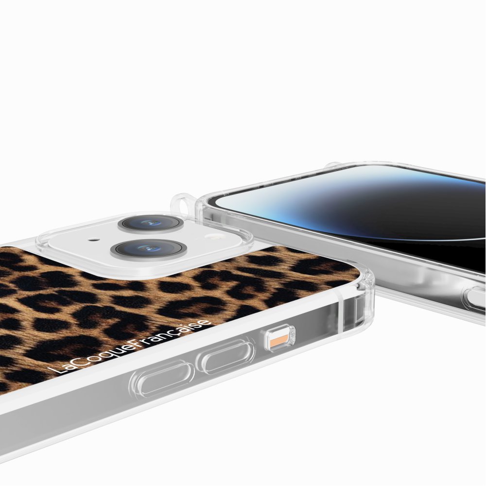 Coque Anneaux Imprimee Leopard Noir Et Brun - 56