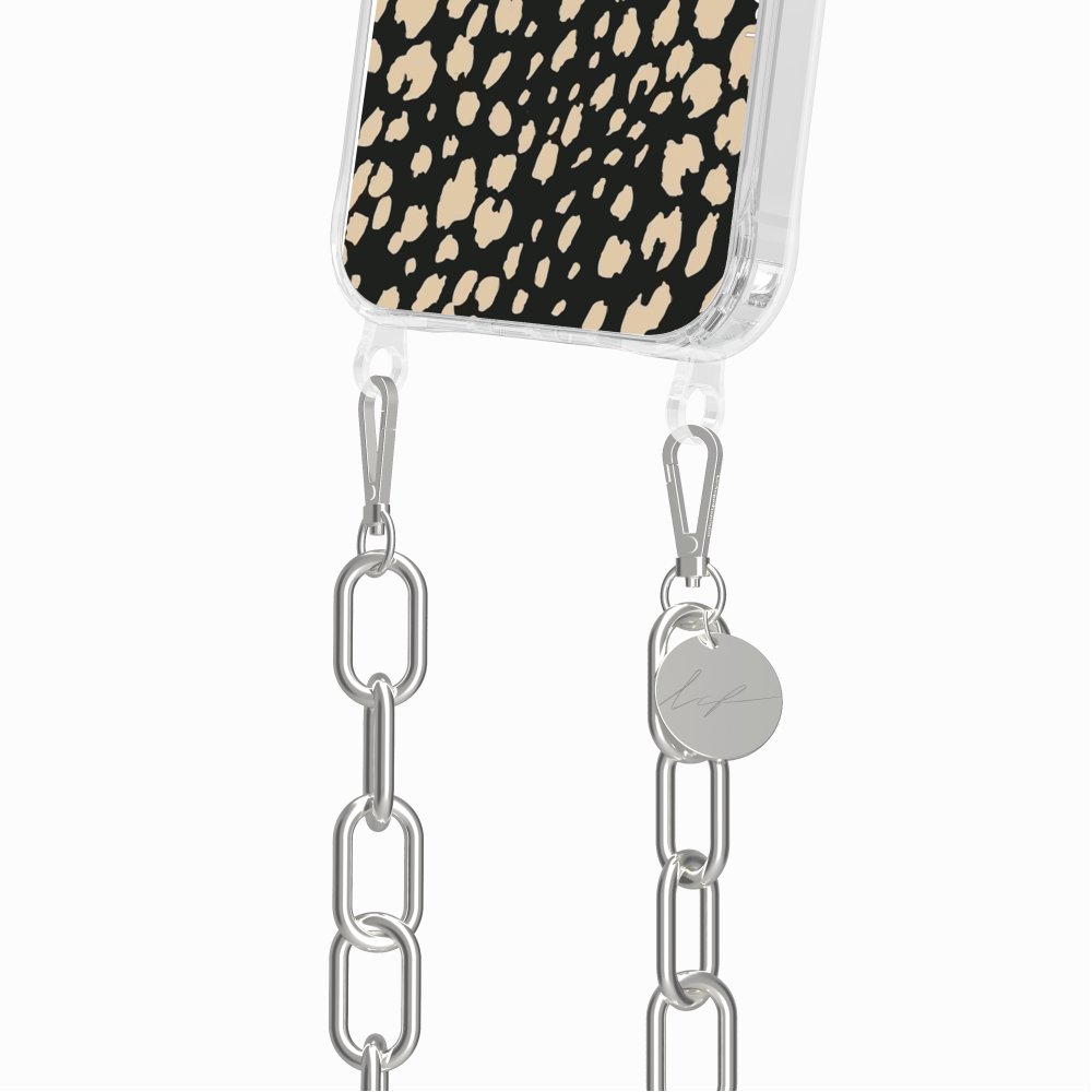 Coque Anneaux Imprimee Leopard Noir Et Beige