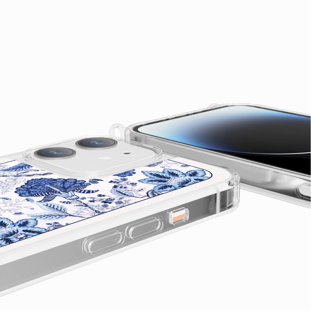 Coque Anneaux Imprimee Foulard Fleurs Bleues - 80