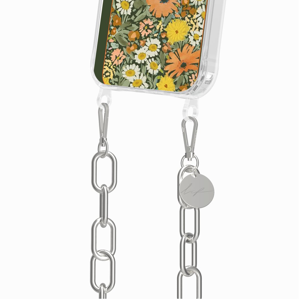 Coque Anneaux Imprimee Foulard Fleurs Oranges - 81