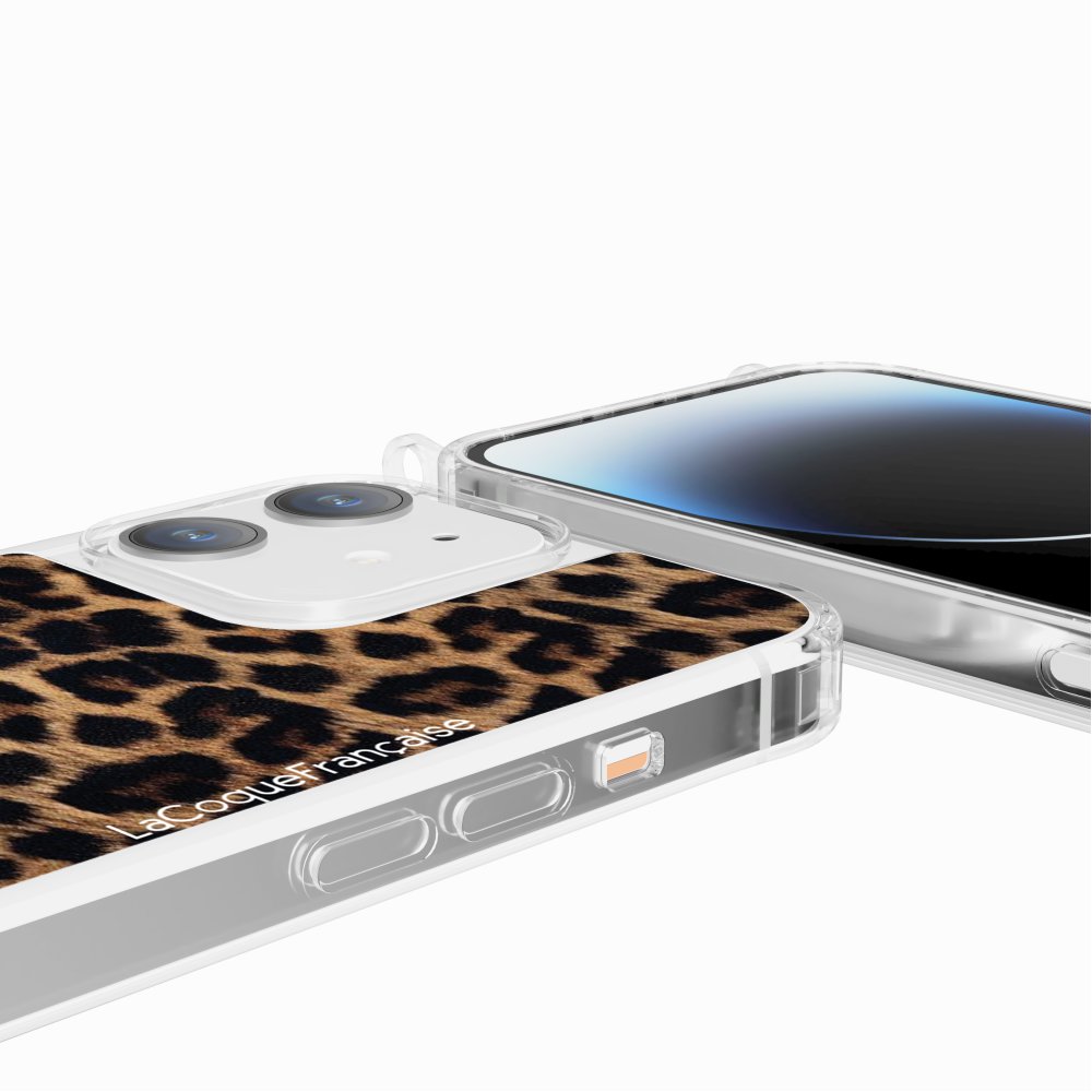 Coque Anneaux Imprimee Leopard Noir Et Brun - 80