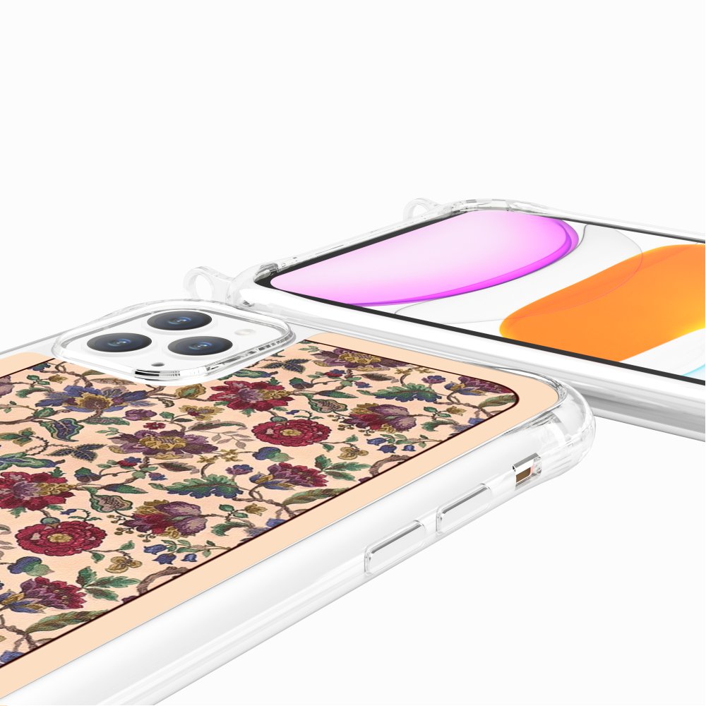 Coque Anneaux Imprimee Foulard Fleurs Rouges - 86