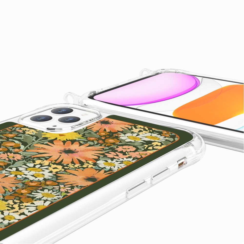 Coque Anneaux Imprimee Foulard Fleurs Oranges - 83